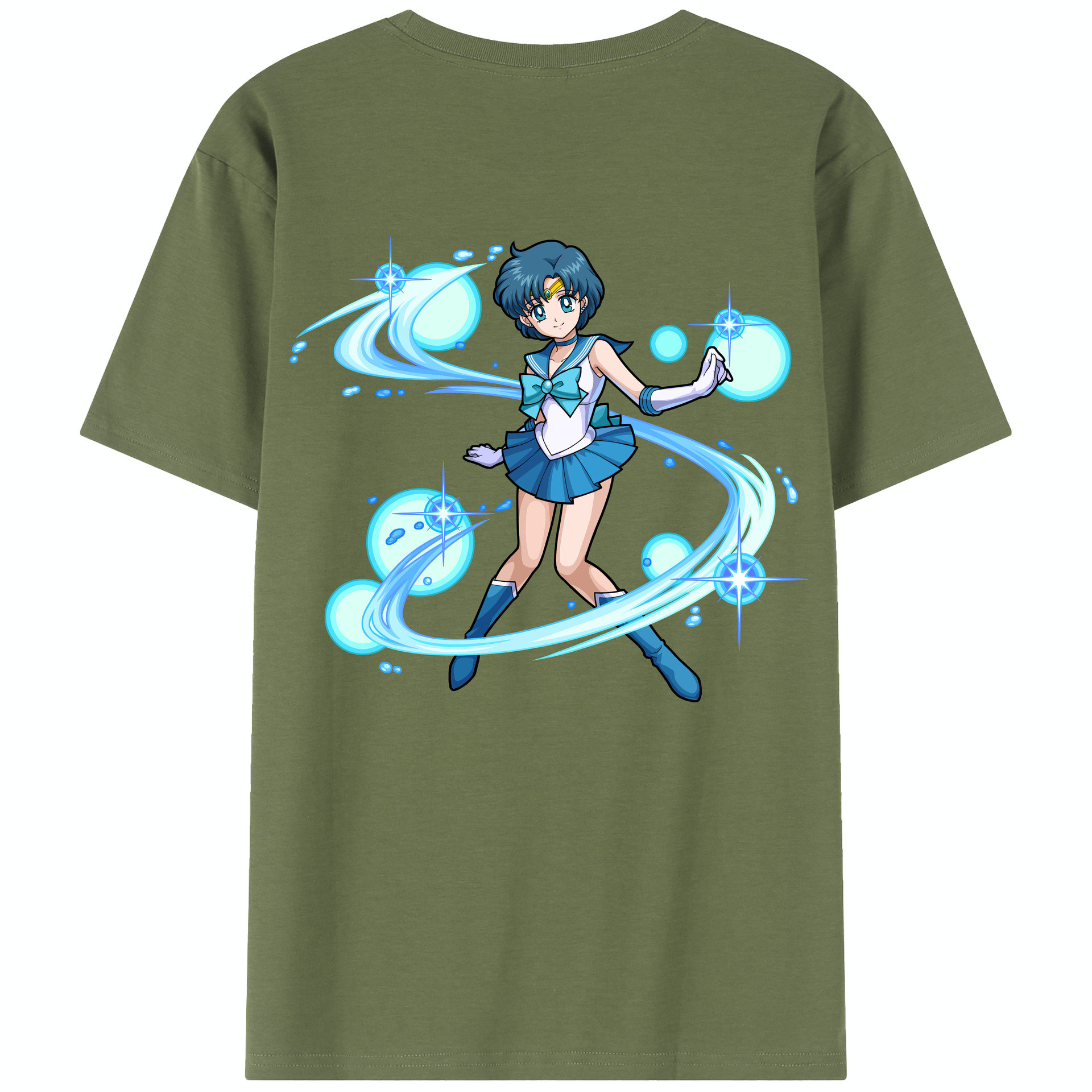 （画像用） 美少女戦士セーラームーン 水野 亜美 みずの あみ Sailor Moon Mizuno Ami 綿100％半袖Tシャツ（背面プリント）